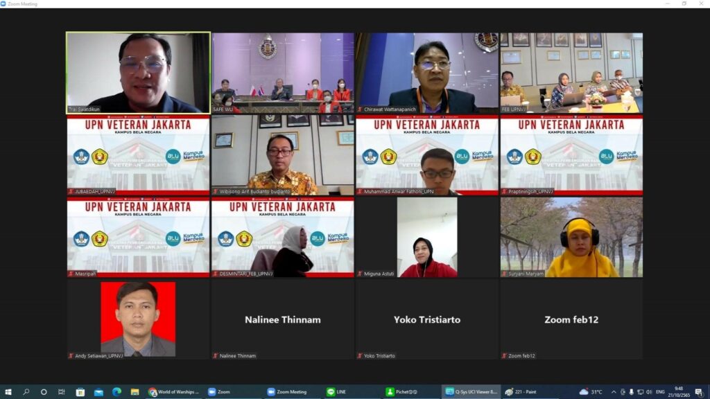 สำนักวิชาการบัญชีและการเงิน ลงนามบันทึกความร่วมมือกับ Faculty of Economics and Business,Universitas Pembangunan Nasional "Veteran" Jakarta (UPNVJ)ประเทศอินโดนีเซีย เพื่อขยายความร่วมมือด้านการแลกเปลี่ยนนักศึกษา อาจารย์ และบุคลากร&nbsp; การแลกเปลี่ยนความรู้ทางวิชาการ ผลงานวิจัย และความร่วมมืออื่นๆ ที่จะมีขึ้นในอนาคต ในกิจกรรมดังกล่าว รองศาสตราจารย์ ดร.จีรเกียรติ อภิบุณโยภาส คณบดีสำนักวิชาการบัญชีและการเงิน มหาวิทยาลัยวลัยลักษณ์ และ Dr. Dianwicaksih Arieftiara, SE., Ak., M.Ak., CA., CSRS. คณบดี Faculty of Economics and Business,Universitas Pembangunan Nasional "Veteran" Jakarta (UPNVJ) ลงนามในบันทึกข้อตกลงความร่วมมือ เมื่อวันที่ 21 ตุลาคม 2565 ผ่านสื่ออิเล็กทรอนิกส์ ออนไลน์ โปรแกรม Zoom&nbsp;